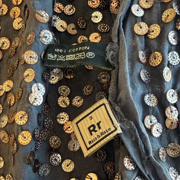 Anthropologie x Rr (Rose & Rose) Gray & Gold Sequin Scarf - Picture 4 of 4